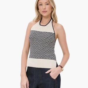 NWT TANYA TAYLOR Miller Halter Top in Maritime Blue Multi Size Large NEW